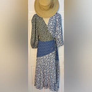 NWT Ann Taylor Floral Wrap Maxi Sundress w Balloon Sleeves. Fully Lined. Size 6